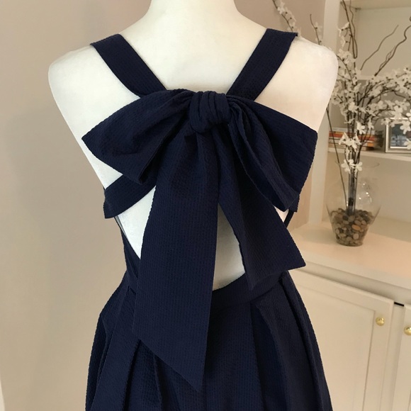 NWT Lauren James Livingston Seersucker Bow Dress M - Picture 6 of 8